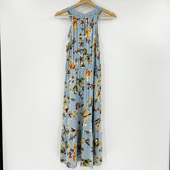 DanielRainn Women's Blue Floral Sleeveless Crochet Midi Dress Size M‎ - Picture 2 of 5